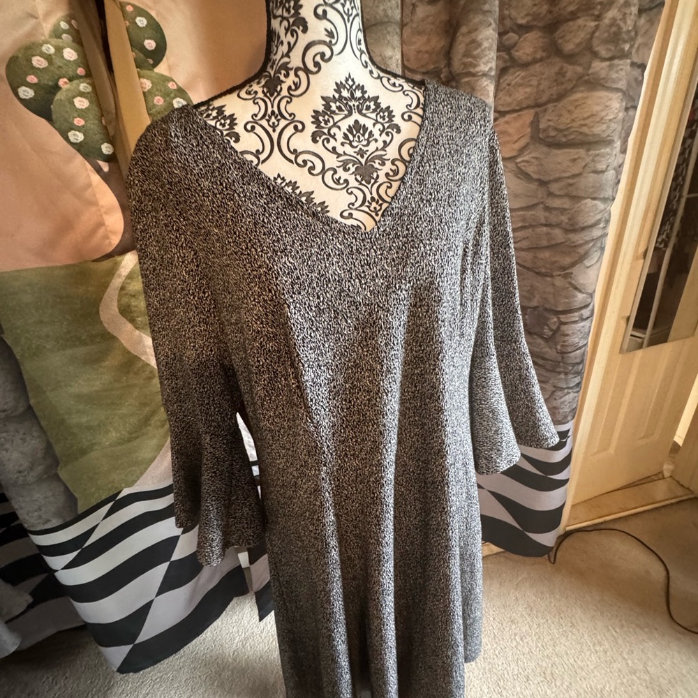 Lane Bryant Long Sleeve Dress - Black and White
